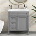 30'' Bathroom Vanity With Top Sink, Modern Bathroom Storage Cabinet With 2 Drawers And A Tip Out Drawer, Single Sink Bathroom Vanity Grey Mdf