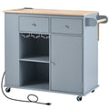 Kitchen Island with Power Outlet,Kitchen Storage blue-mdf