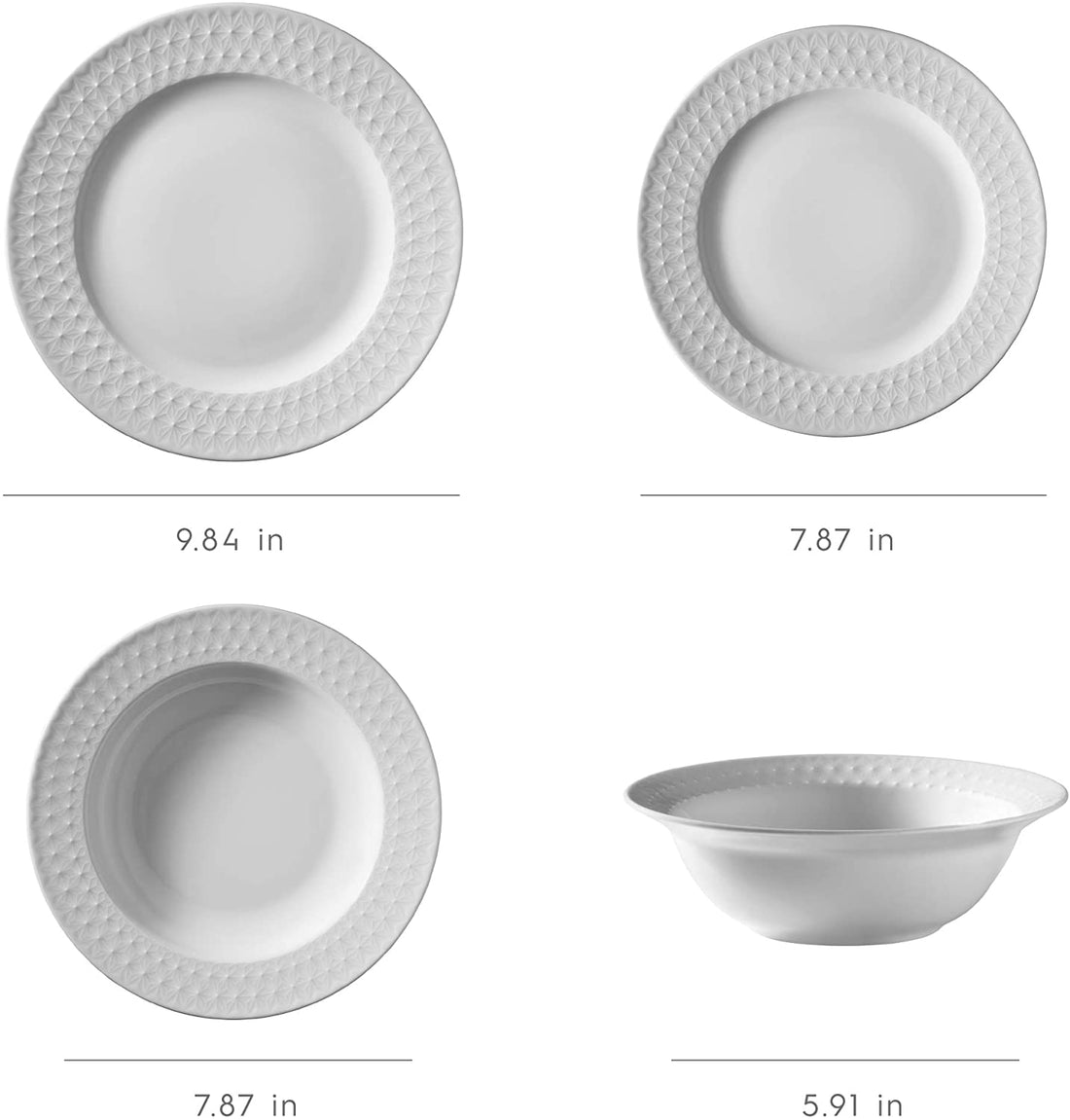 Fulya 16 Pieces Dinnerware Set White Porcelain