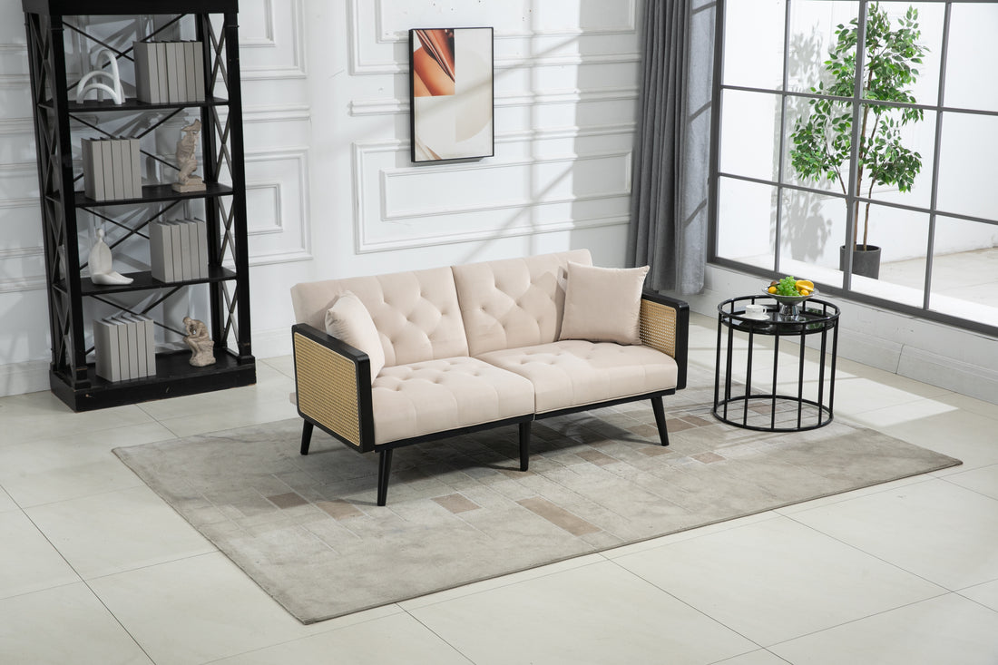 Coolmore Velvet Sofaaccent Sofa .Seat Sofa With Metal Feet Beige Primary Living Space Modern Foam Velvet