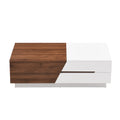 Modern Extendable Sliding Top Coffee Table With Storage In White&Walnut White Walnut Mdf