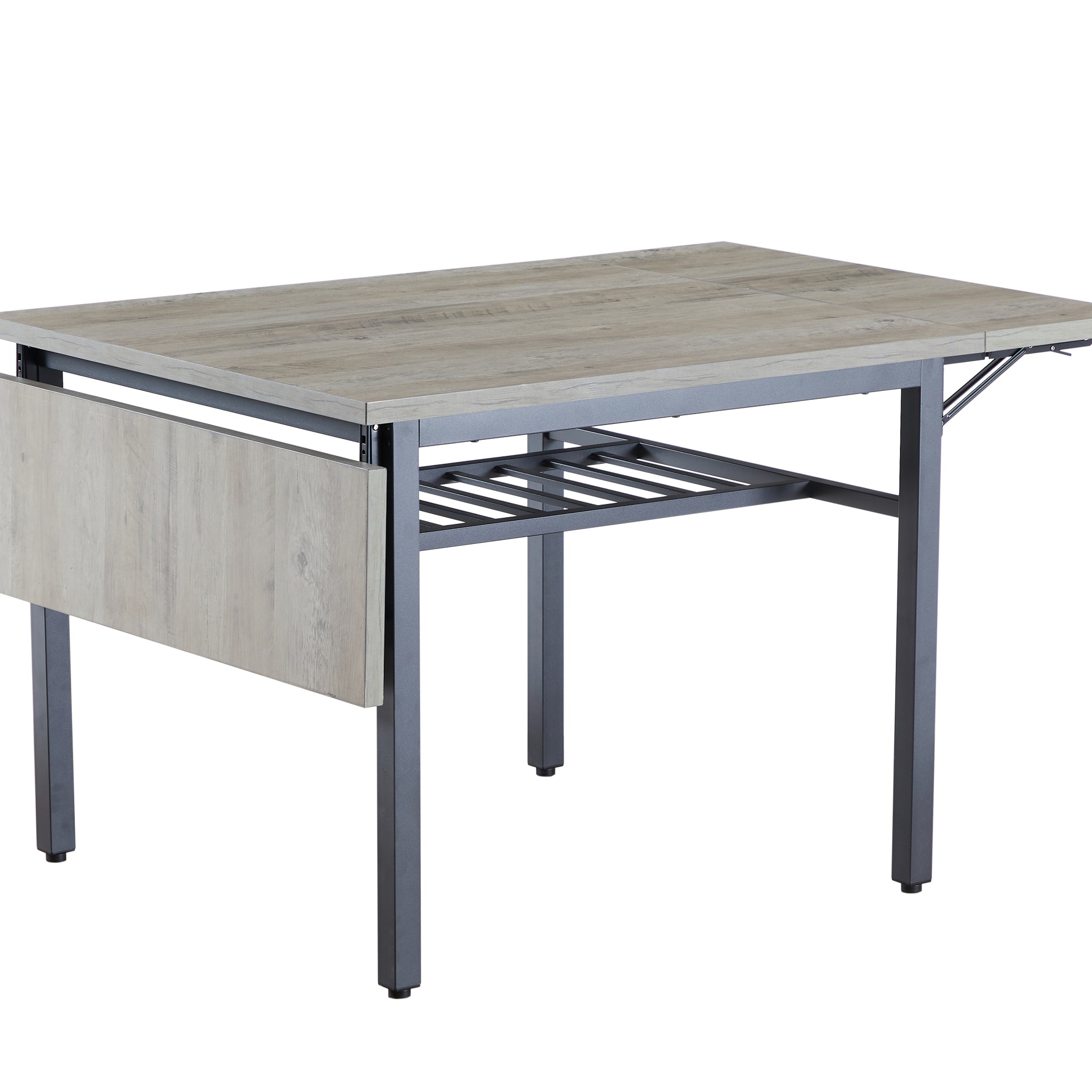 Folding Dining Table, 1.2 Inches Thick Table Top, For Dining Room, Living Room, Grey, 63.2'' L X 35.5'' W X 30.5'' H. Grey Particle Board