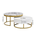 Modern Round Nesting Coffee Table With Drawers In White Golden White Mdf