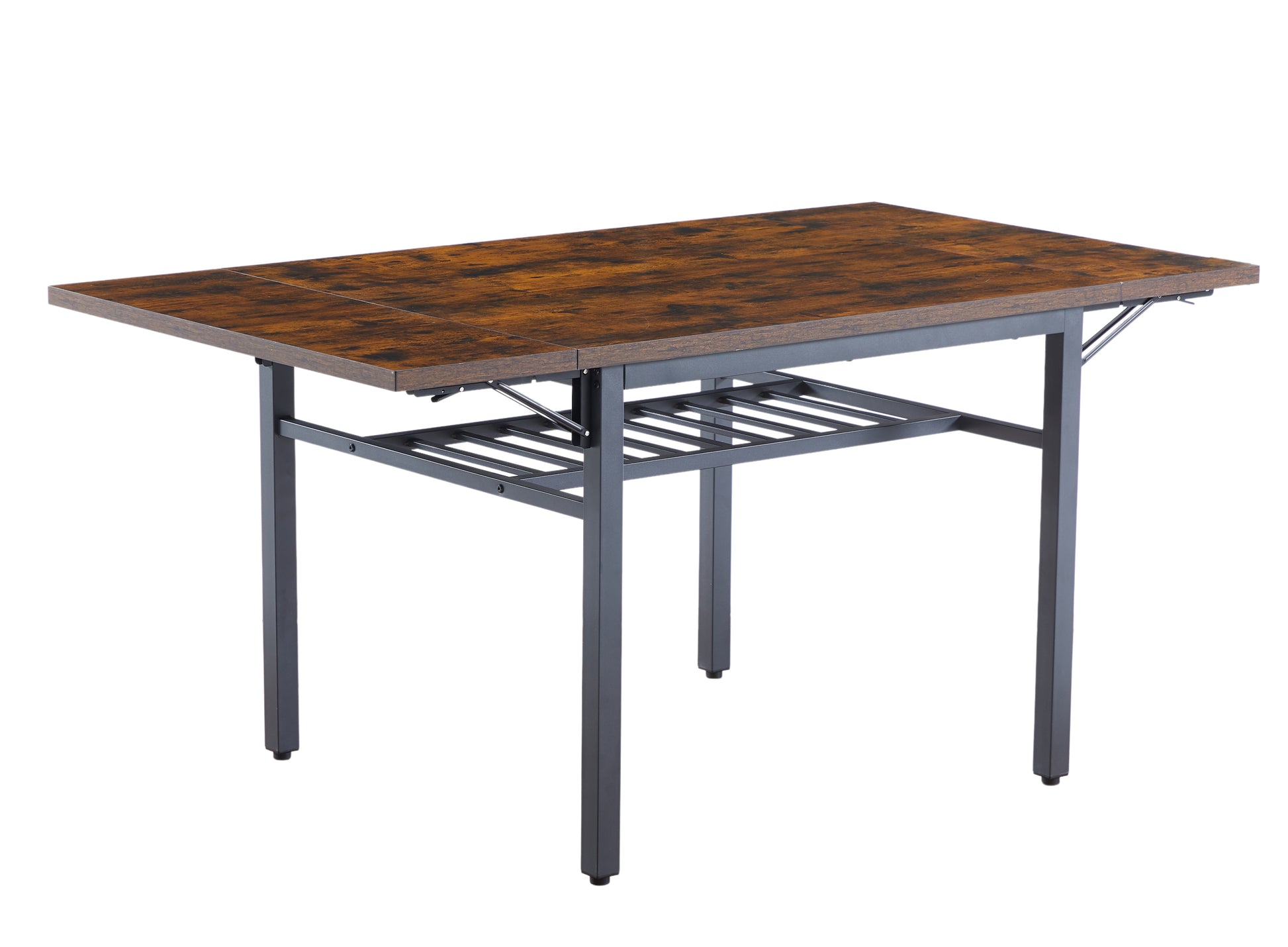 Folding Dining Table, 1.2 Inches Thick Table Top, For Dining Room, Living Room, Rustic Brown, 63.2'' L X 35.5'' W X 30.5'' H. Rustic Brown Dining Room Antique,Industrial,Rustic Particle Board