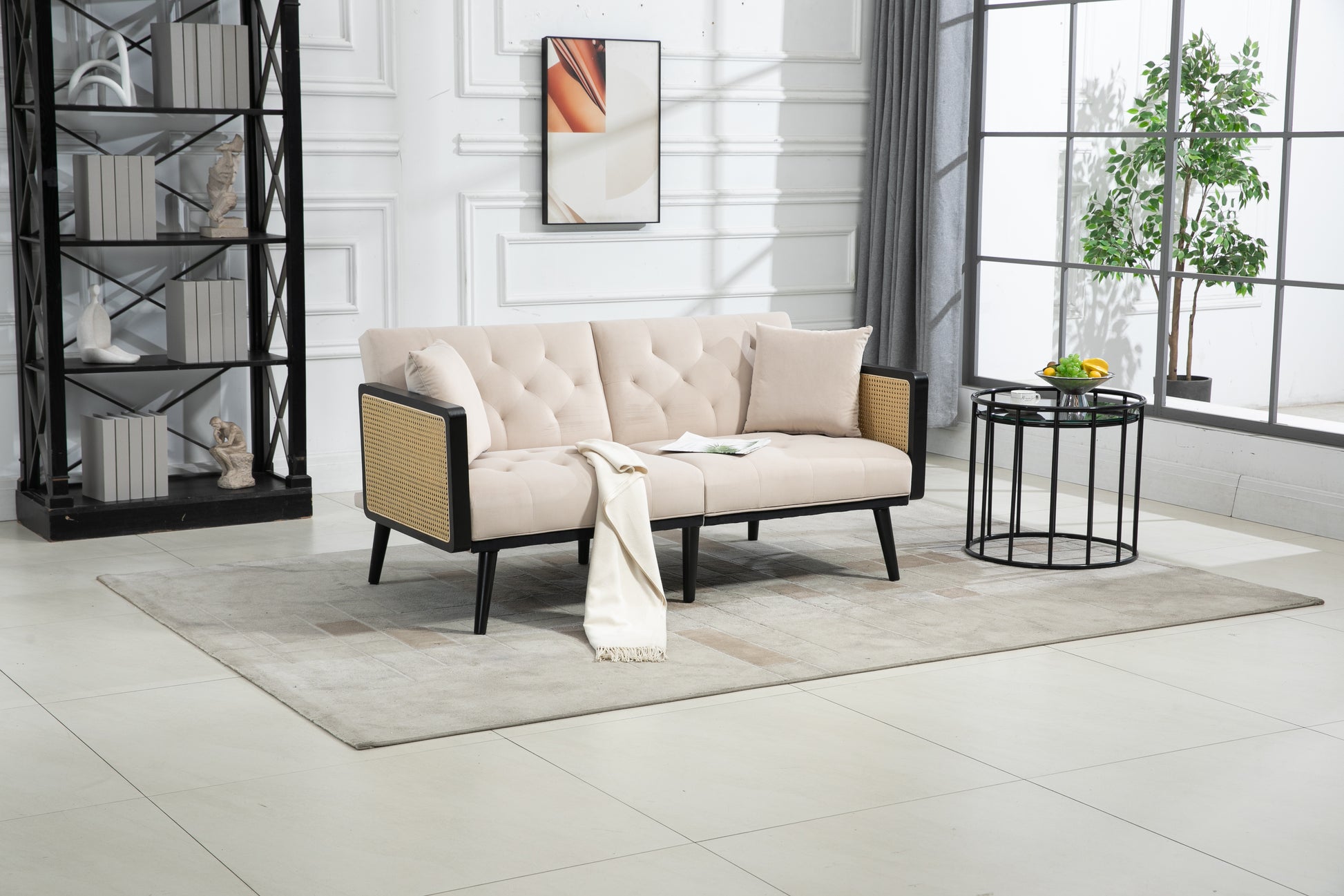 Coolmore Velvet Sofaaccent Sofa .Seat Sofa With Metal Feet Beige Primary Living Space Modern Foam Velvet