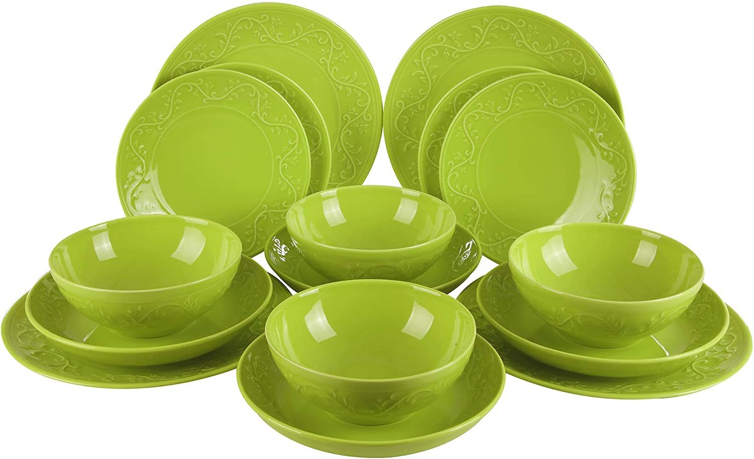Fulya 16 Pieces Dinnerware Set green-porcelain
