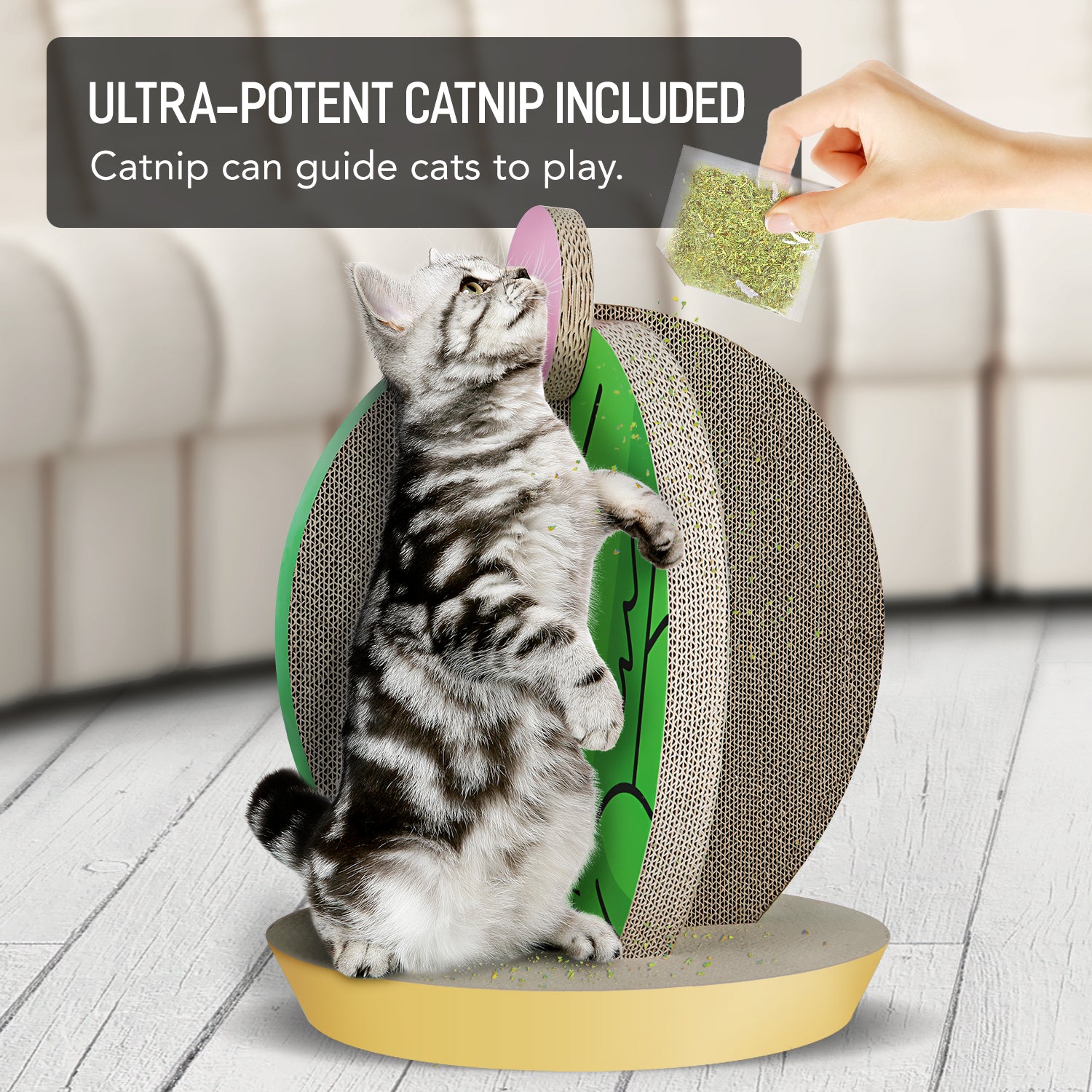 Cat Condo Scratcher Post Cardboard, Cactus Shape Cat Scratching Board, 15X15X19.29 Inch Green Carbon Fiber