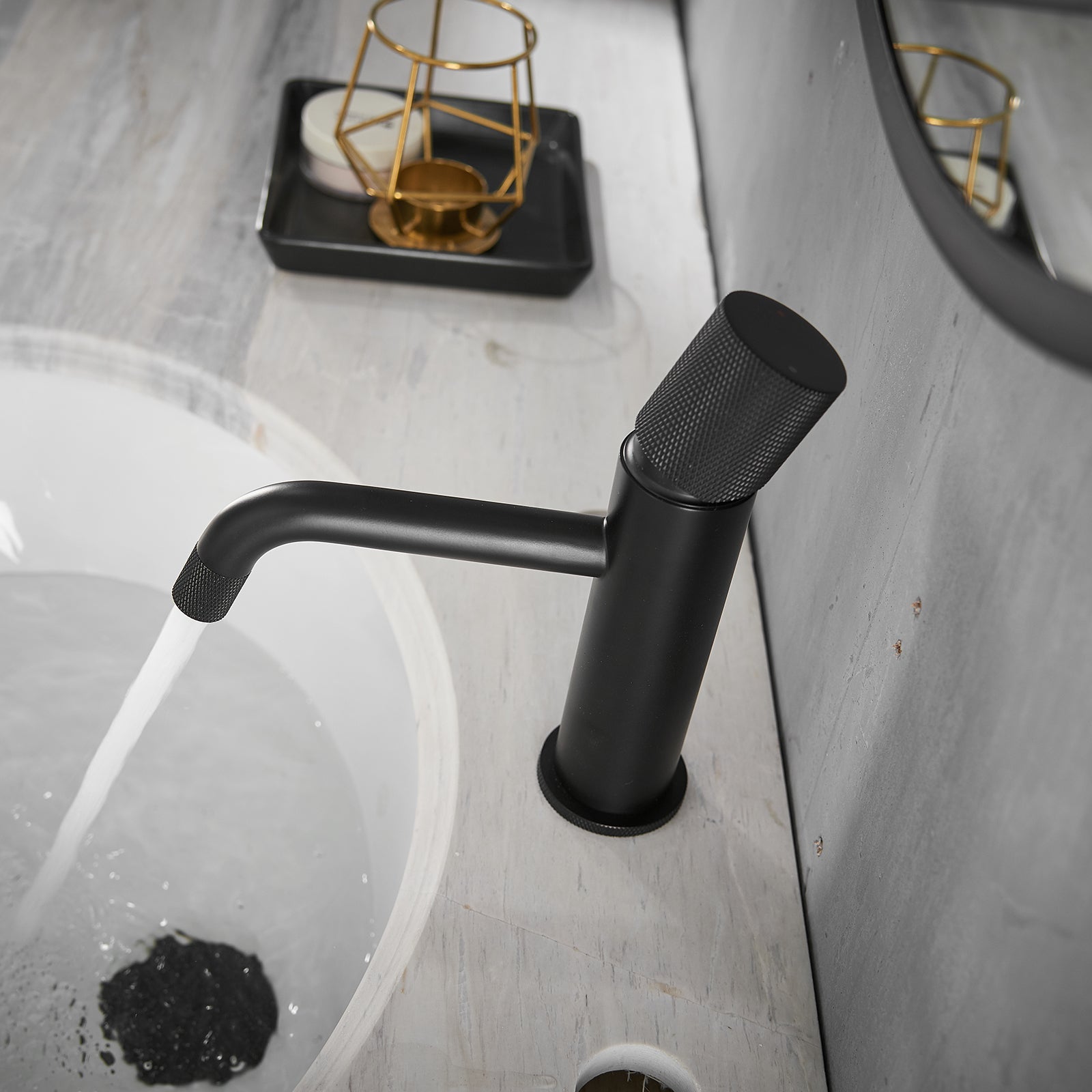 Modern Contemporary Black Bathroom Hot Cold Water Mixer Tap Black Faucet Mixer Basin Faucet Black Bathroom Classic,Contemporary Ceramic Brass