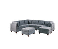 Modular Sectional 9Pc Set Living Room Furniture Corner Sectional Tufted Nail Heads Couch Gray Linen Like Fabric 3X Corner Wedge 4X Armless Chairs And 2X Ottomans Gray Primary Living Space Contemporary,Modern Fabric 9 Seat