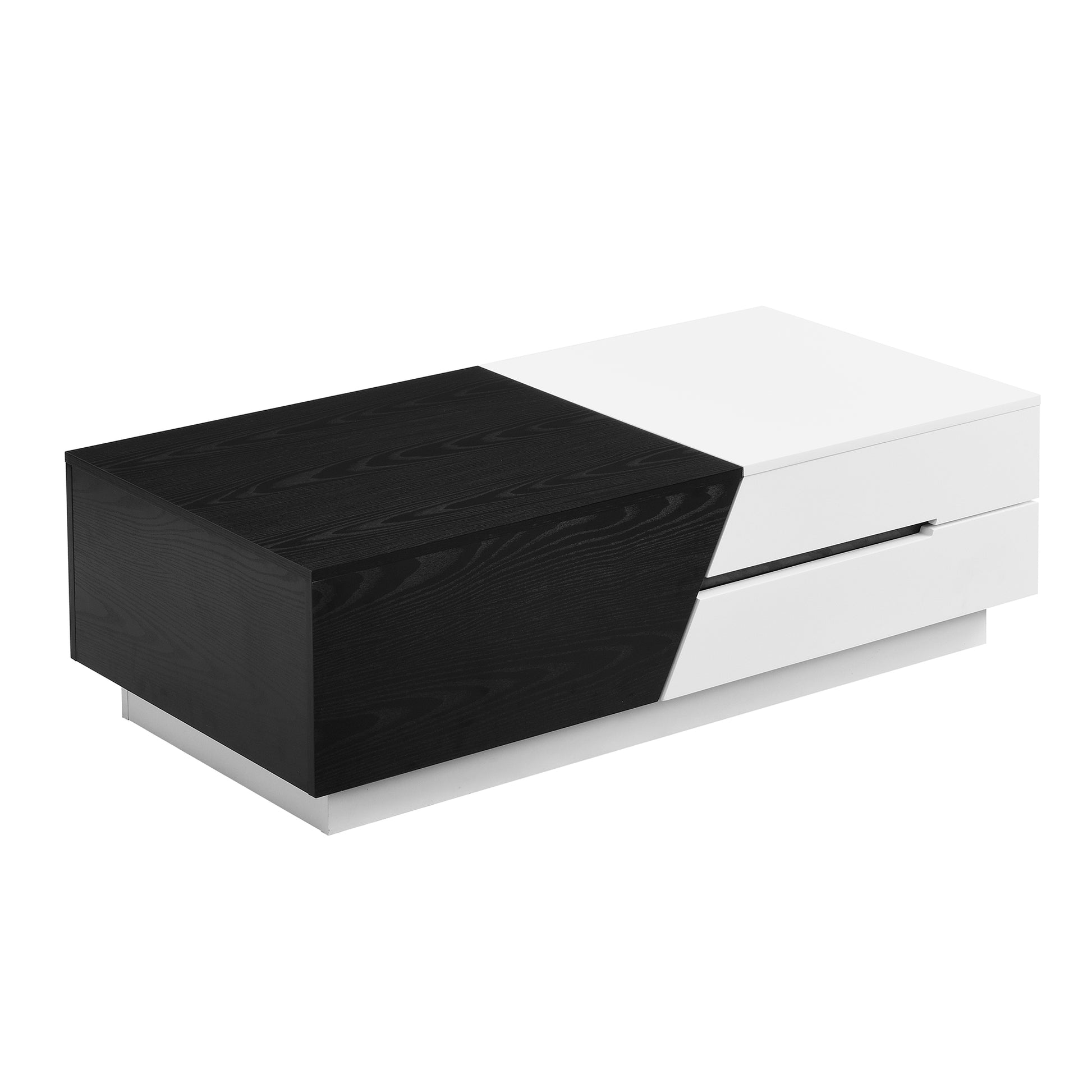 Modern Extendable Sliding Top Coffee Table With Storage In White&Black White Black Mdf