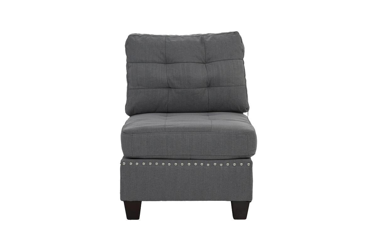 Modular Sofa Set 6Pc Set Living Room Furniture Sofa Loveseat Tufted Couch Nail Heads Gray Linen Like Fabric 4X Corner Wedge 1X Armless Chair And 1X Ottoman Gray Linen Primary Living Space Tufted Back Contemporary,Modern Modular Fabric 6 Seat