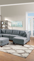 Modular Sectional 9Pc Set Living Room Furniture Corner Sectional Tufted Nail Heads Couch Gray Linen Like Fabric 3X Corner Wedge 4X Armless Chairs And 2X Ottomans Gray Primary Living Space Contemporary,Modern Fabric 9 Seat