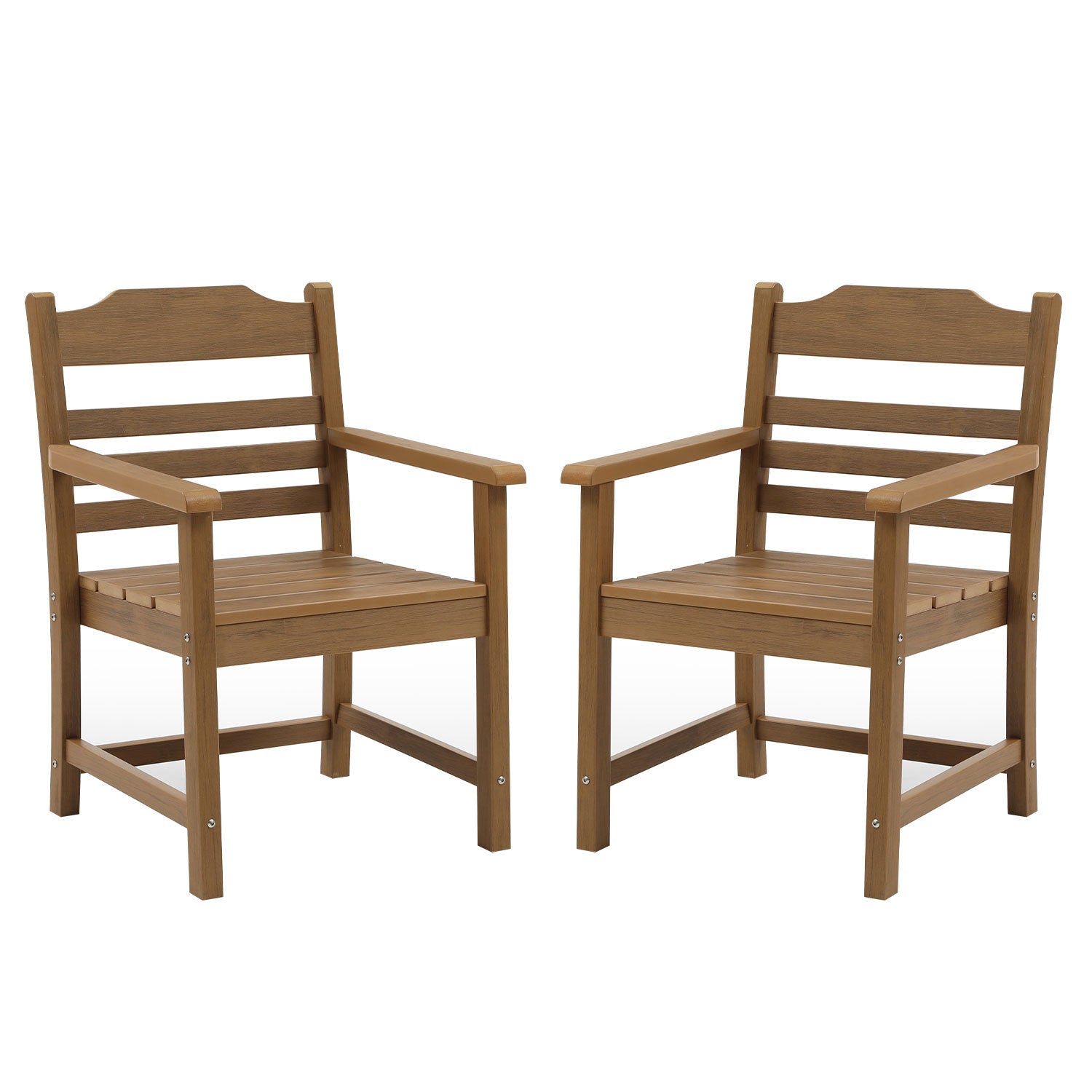 Patio Dining Chair with Armset Set of 2, HIPS light teak-hdpe