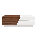 Modern Extendable Sliding Top Coffee Table With Storage In White&Walnut White Walnut Mdf