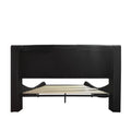 Faux Leather Upholstered Platform Bed Frame With Led Lighting, Bluetooth Connection To Play Music Control, Backrest Vibration Massage, Curve Design, Wood Slat Support, Exhibited Speakers,Queen Queen Black Mdf