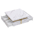 Modern White Square Storage Coffee Table With 4 Drawers White Mdf