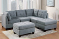 Modular Sectional 6Pc Set Living Room Furniture L Sectional Gray Linen Like Fabric Tufted Nail Heads 2X Corner Wedge 2X Armless Chairs And 2X Ottomans Gray Primary Living Space Tufted Back Contemporary,Modern Modular Fabric 6 Seat