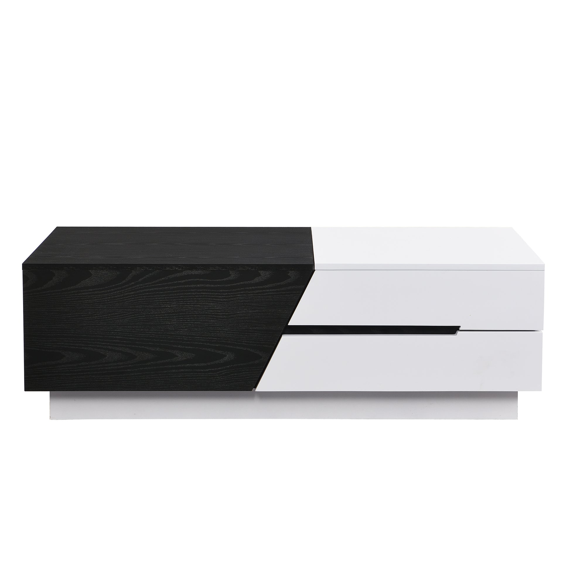 Modern Extendable Sliding Top Coffee Table With Storage In White&Black White Black Mdf