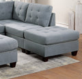 Modular Sectional 6Pc Set Living Room Furniture L Sectional Gray Linen Like Fabric Tufted Nail Heads 2X Corner Wedge 2X Armless Chairs And 2X Ottomans Gray Primary Living Space Tufted Back Contemporary,Modern Modular Fabric 6 Seat