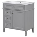 30'' Bathroom Vanity With Top Sink, Modern Bathroom Storage Cabinet With 2 Drawers And A Tip Out Drawer, Single Sink Bathroom Vanity Grey Mdf