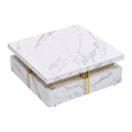 Modern White Square Storage Coffee Table With 4 Drawers White Mdf