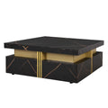 Modern Black Square Storage Coffee Table With 4 Drawers Black Mdf