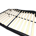 Faux Leather Upholstered Platform Bed Frame With Led Lighting, Bluetooth Connection To Play Music Control, Backrest Vibration Massage, Curve Design, Wood Slat Support, Exhibited Speakers,Queen Queen Black Mdf