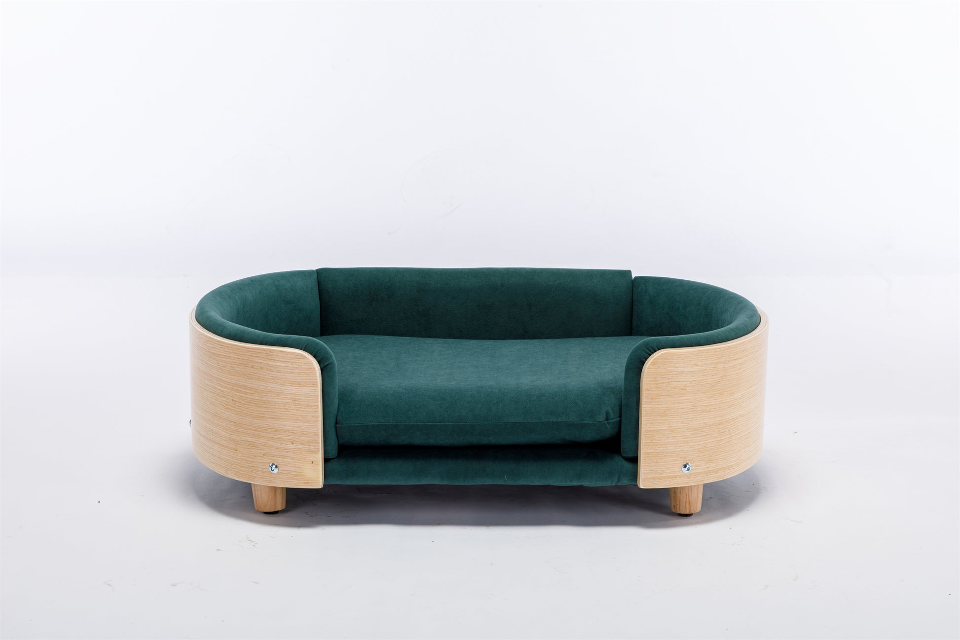 Scandinavian Style Elevated Dog Bed Pet Sofa With Solid Wood Legs And Bent Wood Back, Velvet Cushion,Mid Size,Dark Green Dark Green Removable Cover Scandinavian Dog Large 41 70 Lbs Foam Plywood