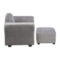 Kids Chair, Kids Upholstered Couch With Ottoman Dark Gray Velvet