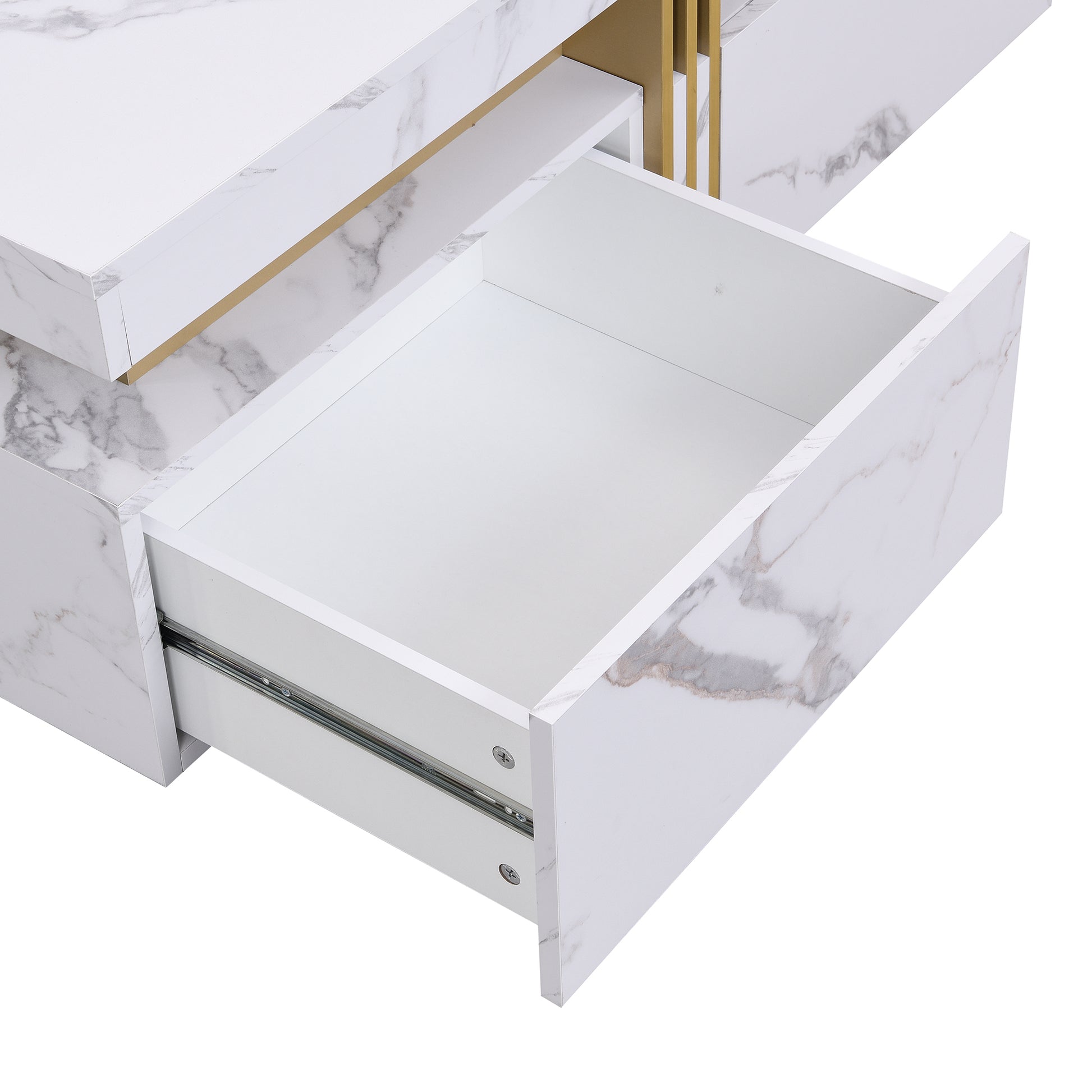 Modern White Square Storage Coffee Table With 4 Drawers White Mdf