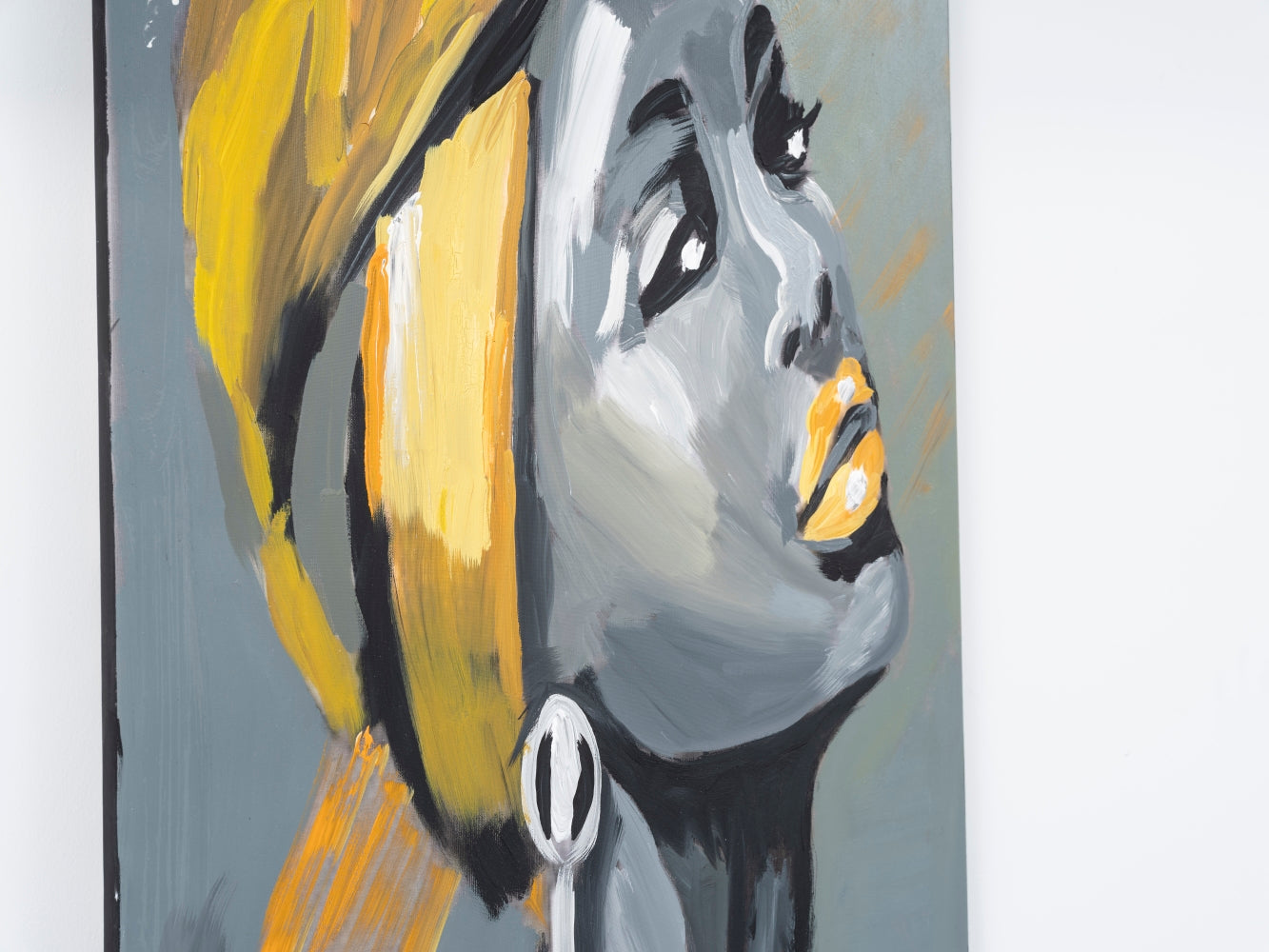 Wandela Wall Canvas Paintings 47'' X 19'' Portrait Unframed Grey Oversized 41In Hand Painted Art Canvas