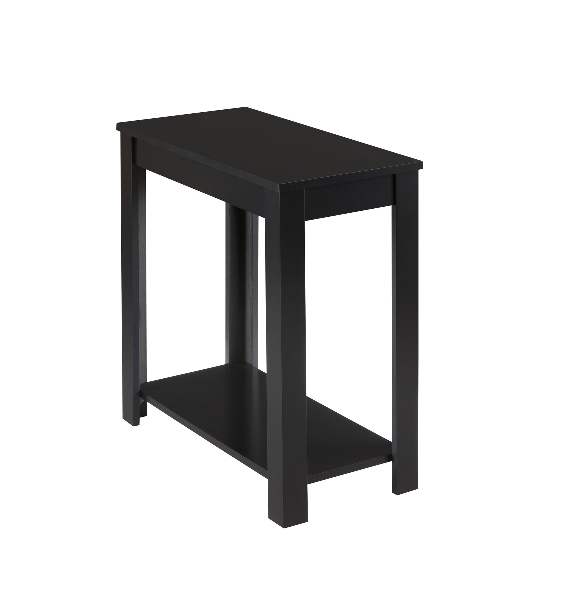Contemporary Chairside Table With Open Bottom Shelf 1Pc Side Table Black Finish Flat Table Top Solid Wood Wooden Black Solid Wood
