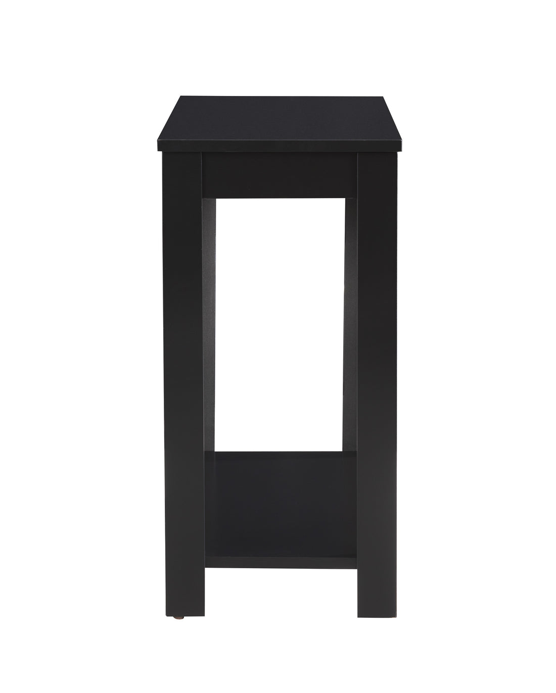 Contemporary Chairside Table With Open Bottom Shelf 1Pc Side Table Black Finish Flat Table Top Solid Wood Wooden Black Solid Wood