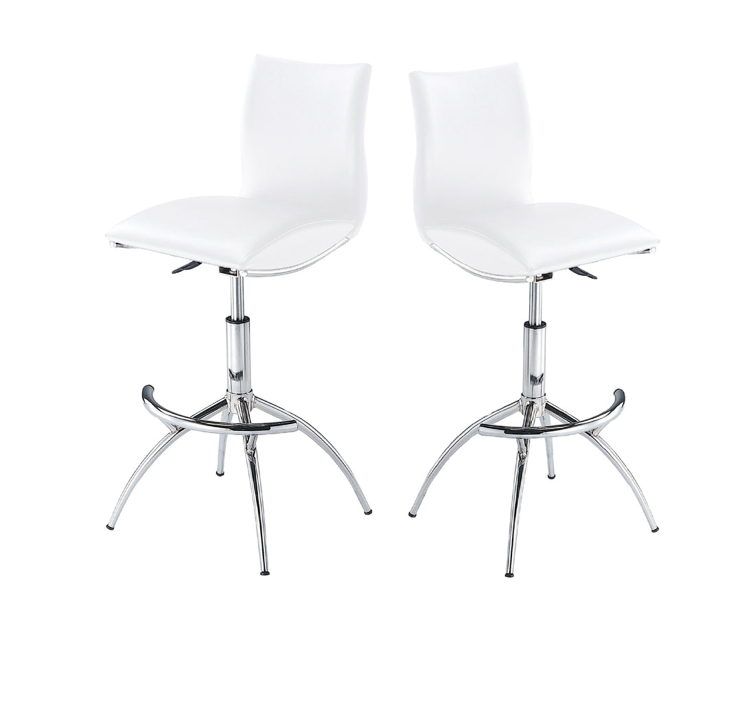 Modern Barstool Chrome Adjustable Height In White Color Cushion Solid Kitchen Solid Back Iron White Pu Polished Foam Wipe Clean Square Contemporary,Modern Bar Stools Foam Chrome