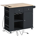 Kitchen Island with Power Outlet,Kitchen Storage black-mdf