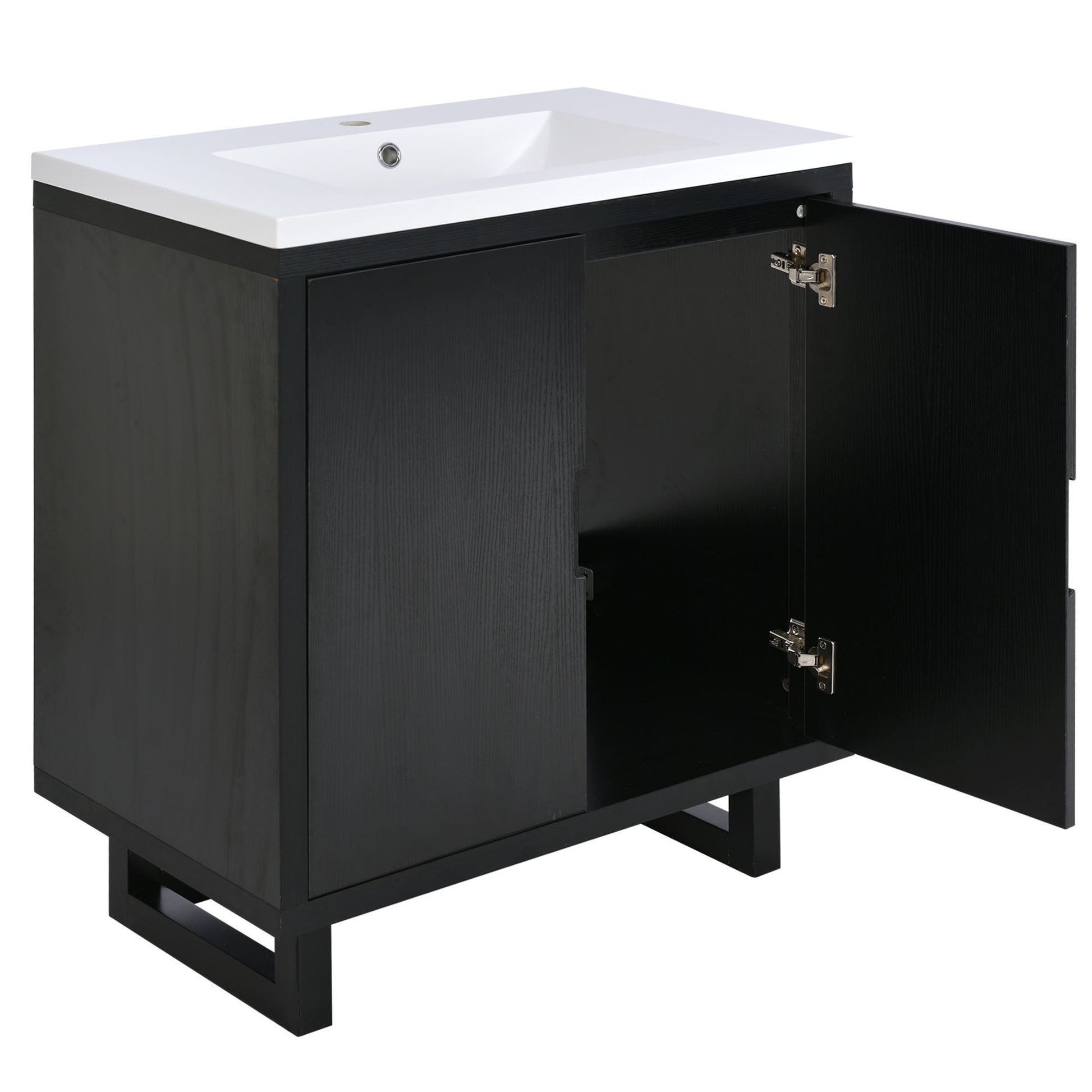 30" Bathroom Vanity Set With Sink, Combo Cabinet, Bathroom Storage Cabinet, Solid Wood Frame Black Bathroom Solid Wood Mdf