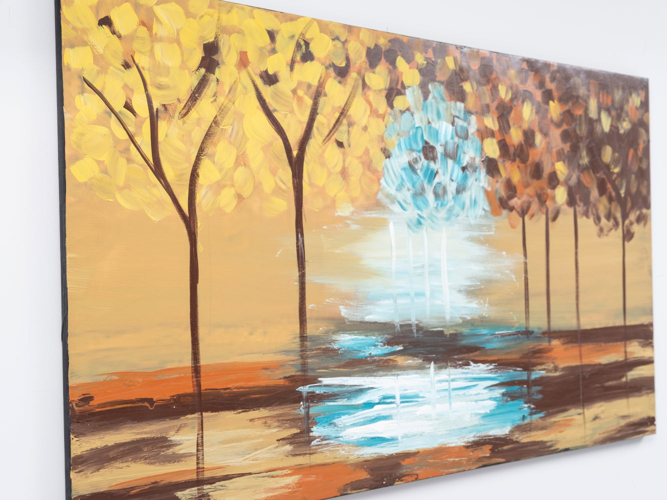 Wandela Wall Canvas Paintings 47'' X 27'' Landscape Unframed Mustard Yellow Oversized 41In Hand Painted Art Fall Canvas