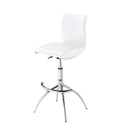 Modern Barstool Chrome Adjustable Height In White Color Cushion Solid Kitchen Solid Back Iron White Pu Polished Foam Wipe Clean Square Contemporary,Modern Bar Stools Foam Chrome