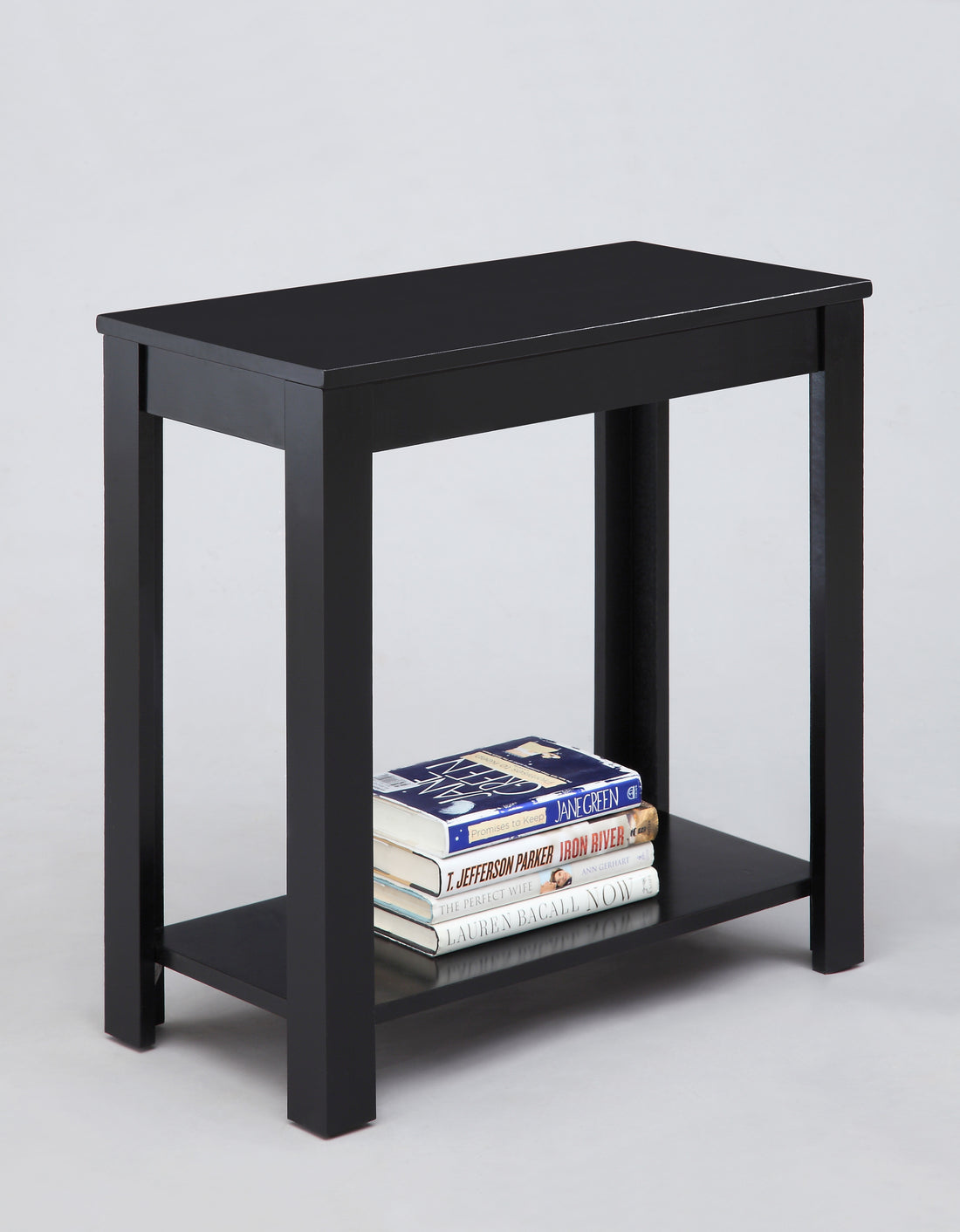 Contemporary Chairside Table With Open Bottom Shelf 1Pc Side Table Black Finish Flat Table Top Solid Wood Wooden Black Solid Wood