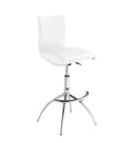 Modern Barstool Chrome Adjustable Height In White Color Cushion Solid Kitchen Solid Back Iron White Pu Polished Foam Wipe Clean Square Contemporary,Modern Bar Stools Foam Chrome