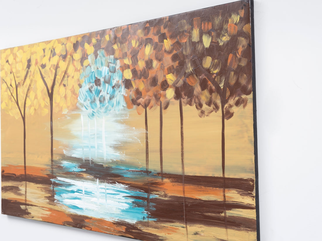 Wandela Wall Canvas Paintings 47'' X 27'' Landscape Unframed Mustard Yellow Oversized 41In Hand Painted Art Fall Canvas