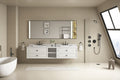 96 In. W X 23 In. D X21 In. H Double Bath Vanity In With White Carrara Top With White Sink White Abs Steel Q235 Wood Pvc