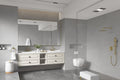 96*23*21in Wall Hung Doulble Sink Bath Vanity Cabinet khaki-abs+steel(q235)+wood+pvc