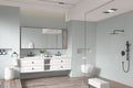 84*23*21in Wall Hung Doulble Sink Bath Vanity Cabinet white-abs+steel(q235)+wood+pvc