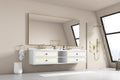 96*23*21inWall Hung Doulble Sink Bath Vanity Cabinet white-abs+steel(q235)+wood+pvc