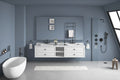 96 In. W X 23 In. D X21 In. H Double Bath Vanity In With White Carrara Top With White Sink White Abs Steel Q235 Wood Pvc