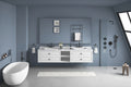 96*23*21in Wall Hung Doulble Sink Bath Vanity Cabinet white-abs+steel(q235)+wood+pvc