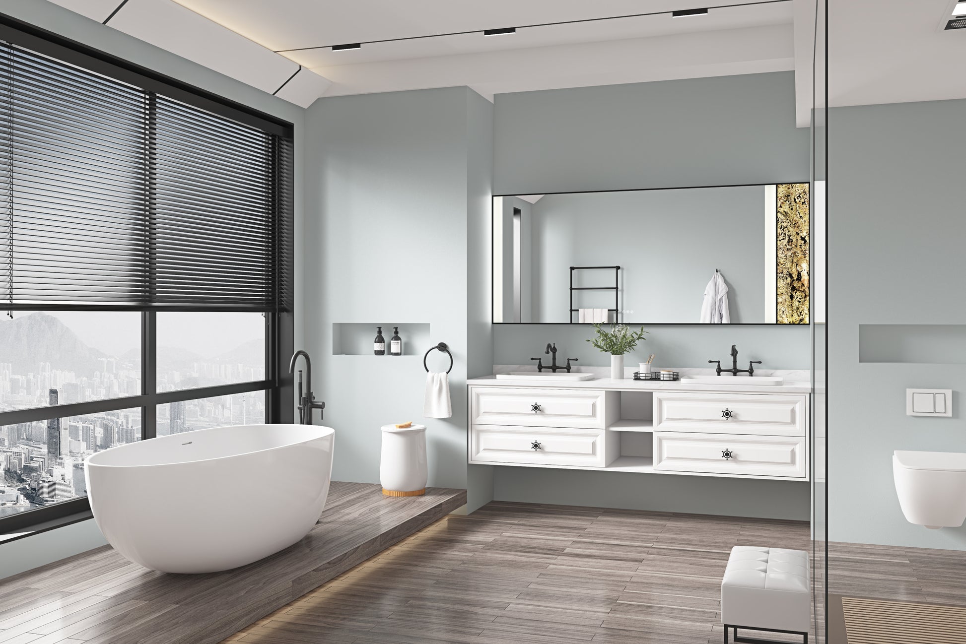 84x 36Inch LED Mirror Bathroom Vanity Mirror with Back matt black-aluminium