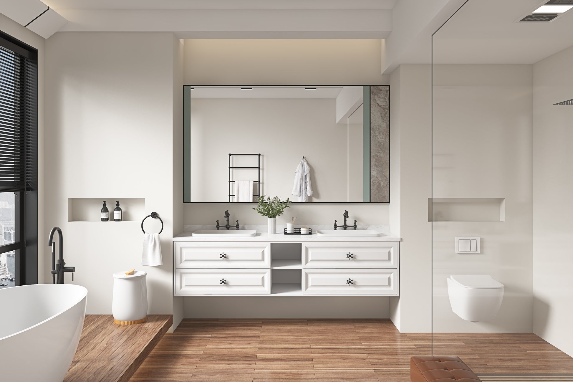 84In. W X 23 In. D X21 In. H Double Bath Vanity In With White Carrara Top With White Sink White Abs Steel Q235 Wood Pvc