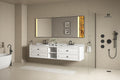 96*23*21in Wall Hung Doulble Sink Bath Vanity Cabinet white-abs+steel(q235)+wood+pvc